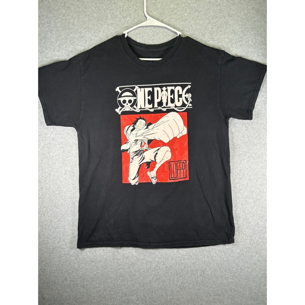 One Piece Luffy Graphic T Shirt Mens Medium Monkey D Luffy Anime Black Ripple